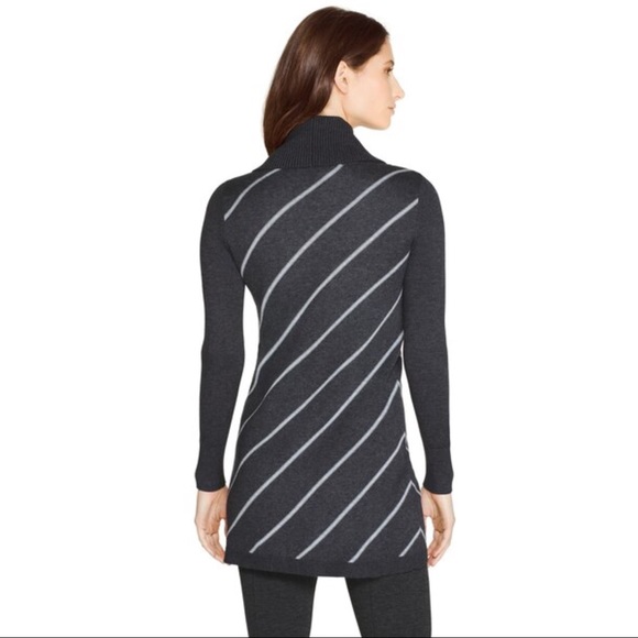 White House Black Market Gray Striped Cowl Neck Sweater - Picture 3 of 6